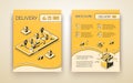 Delivery service booklet isometric vector template