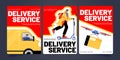 Delivery service cartoon banners, parcels shipping Royalty Free Stock Photo