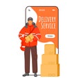 Delivery service cartoon smartphone vector app screen