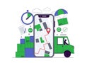 Delivery Service Concept. Mobile tracking app. Online order tracking