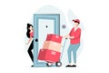 Delivery service concept with people scene in flat design.
