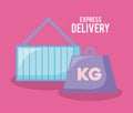 Delivery service container with kilograms