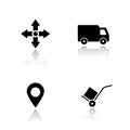 Delivery service drop shadow icons set Royalty Free Stock Photo