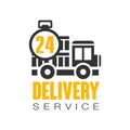 Delivery service 24 hours logo design template, vector Illustration on a white background Royalty Free Stock Photo