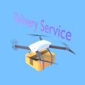 Delivery service illustration with drone package 3D render