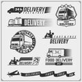 Delivery Service labels, emblems, badges and design elements. 24 Hours delivery.