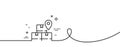 Delivery service line icon. Package location sign. Continuous line with curl. Vector