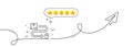 Delivery service line icon. Package location sign. Continuous line with plane. Vector