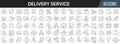 Delivery service line icons collection. Big UI icon set in a flat design. Thin outline icons pack. Vector illustration EPS10 Royalty Free Stock Photo