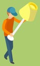 Delivery Service Man Carrying Torchiere Vector Royalty Free Stock Photo