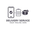 Delivery service or online order application. Parcel tracking app logo design. Online Parcel Inspection Concept. Royalty Free Stock Photo