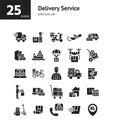 Delivery Service solid icon set. Royalty Free Stock Photo
