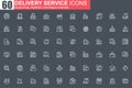 Delivery service thin line icon set. Royalty Free Stock Photo