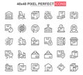 Delivery service thin line icon set. Royalty Free Stock Photo