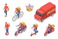 Delivery service transport courier isometric icons Royalty Free Stock Photo