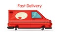 Delivery service by van. Car for parcel delivery. Cartoon vector illustration