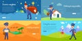 Delivery Service Vector Cartoon Web Banners Set Royalty Free Stock Photo