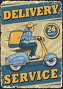 Delivery service vintage poster colorful Royalty Free Stock Photo