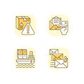 Delivery service yellow RGB color icons set Royalty Free Stock Photo