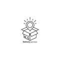 Delivery services, opened box, relocation concept, cargo shipment icon. Vector on isolated white background. EPS 10