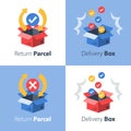 Delivery services, postal mail, receive or send parcel, cargo transportation