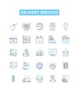 Delivery services vector line icons set. Courier, Delivery, Shipping, Logistics, Parcel, Express, Packages illustration