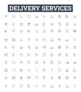 Delivery services vector line icons set. Courier, Delivery, Shipping, Logistics, Parcel, Express, Packages illustration Royalty Free Stock Photo
