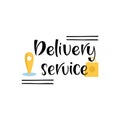 Delivery servise-hand drawn lettering. Concept for food Delivery service Inscription. Vector illustration.Delivery servise-hand