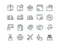 Delivery. Set of outline vector icons. Includes such as Loading, Express Delivery, Tracking Number Search, Cargo Ship