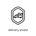 delivery shield icon. Trendy modern flat linear vector delivery