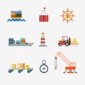 Delivery shipment transport container ship crane vector icon