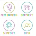 Delivery and Shipping Information Support Icon Set