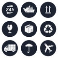 Delivery, shipping, transportation round icons