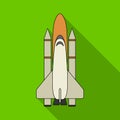 Delivery of the space shuttle.Space technology single icon in flat style vector symbol stock illustration web.