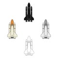 Delivery of the space shuttle.Space technology single icon in cartoon,black style vector symbol stock illustration web.