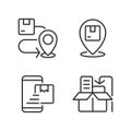 Delivery stages pixel perfect linear icons set