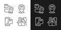 Delivery stages pixel perfect white linear icon for dark themes set