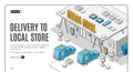 Delivery to local store isometric banner, shipping