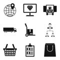 Delivery to store icons set, simple style Royalty Free Stock Photo