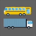 Delivery transport cargo truck vector illustration trucking car trailer business freight vehicle van logistic set post Royalty Free Stock Photo