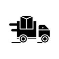 Delivery truck black icon, concept illustration, vector flat symbol, glyph sign. Royalty Free Stock Photo