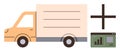 Delivery Truck with Data Analytics Dashboard and Plus Sign for Logistics and Business Growth Royalty Free Stock Photo