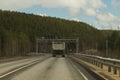 Delivery truck driving on a highway. car moving on a roadway Royalty Free Stock Photo