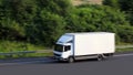 Delivery truck is driving on a street Royalty Free Stock Photo