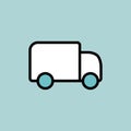 Delivery truck icon on blue background