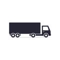 Delivery truck icon isolated on white background. Vector side view silhouette illustration Royalty Free Stock Photo