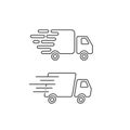 Delivery truck icon line, fast shipping cargo van, courier transportation Royalty Free Stock Photo