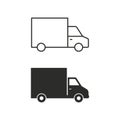 Delivery Truck icon set on white background. Vector isolated transportation black illustration Royalty Free Stock Photo