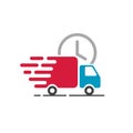 Delivery truck icon vector, cargo van moving, fast shipping