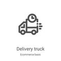 delivery truck icon vector from ecommerce basic collection. Thin line delivery truck outline icon vector illustration. Linear